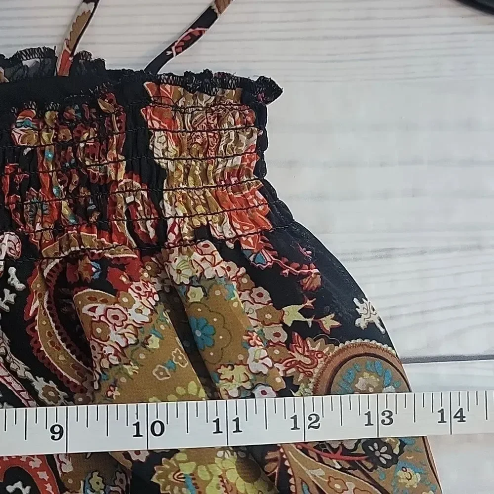 Trixxi Floral Square Top Boho Paisley Print Womens Size M